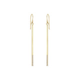 Zoe Chicco 14k gold bar earrings with small pave diamonds at the bottom on a white background