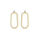 Zoe Chicco 14k gold snake chain earrings with a single diamond on a white background
