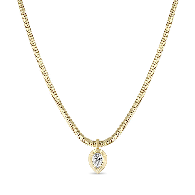 Zoë Chicco 14k Gold Pear Diamond Bezel Pendant Snake Chain Necklace