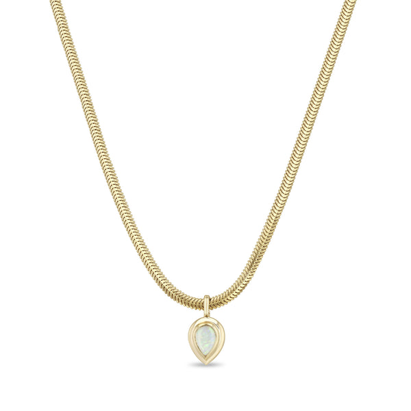 Zoë Chicco 14k Gold Pear Opal Bezel Pendant Snake Chain Necklace