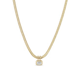 Zoë Chicco 14k Gold Emerald Cut Diamond Pendant Snake Chain Necklace