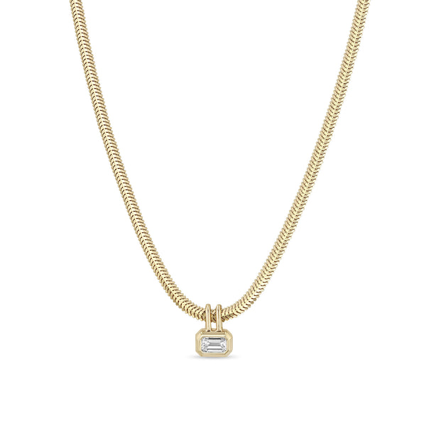 Zoë Chicco 14k Gold Emerald Cut Diamond Pendant Snake Chain Necklace