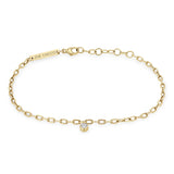 Zoë Chicco 14k Gold Small Square Oval Chain Diamond Charm Bracelet