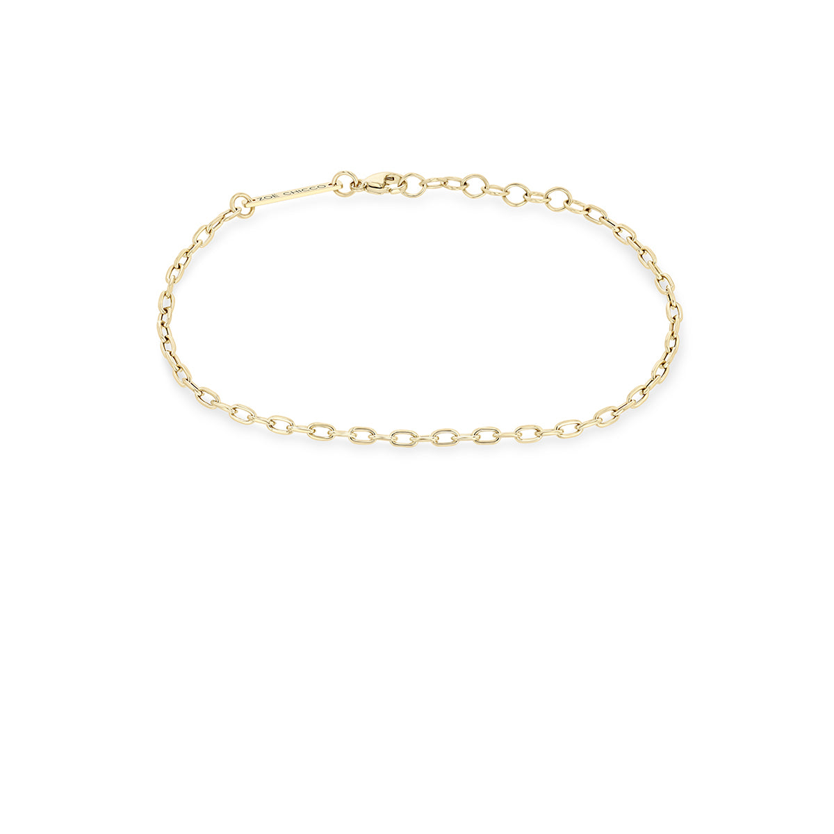 Zoe Chicco gold small oval chain bracelet on a white background