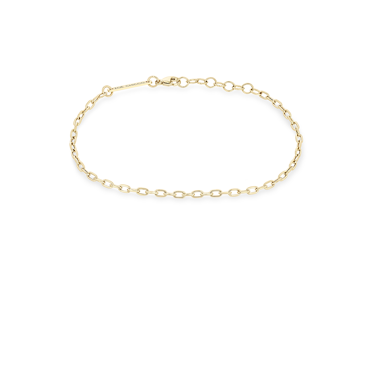 Zoe Chicco 14k gold chain link bracelet on a white background