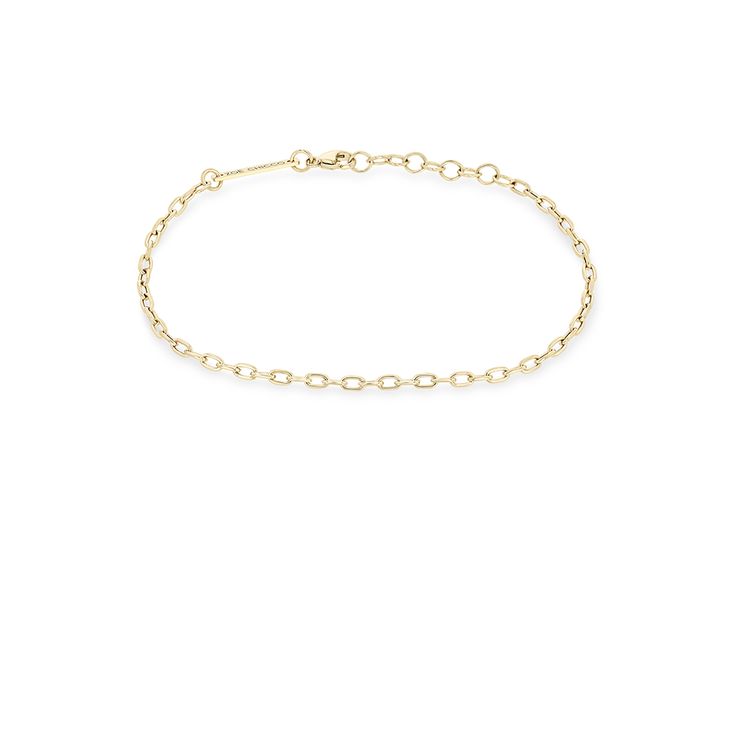 Zoe Chicco 14k gold chain link bracelet on a white background