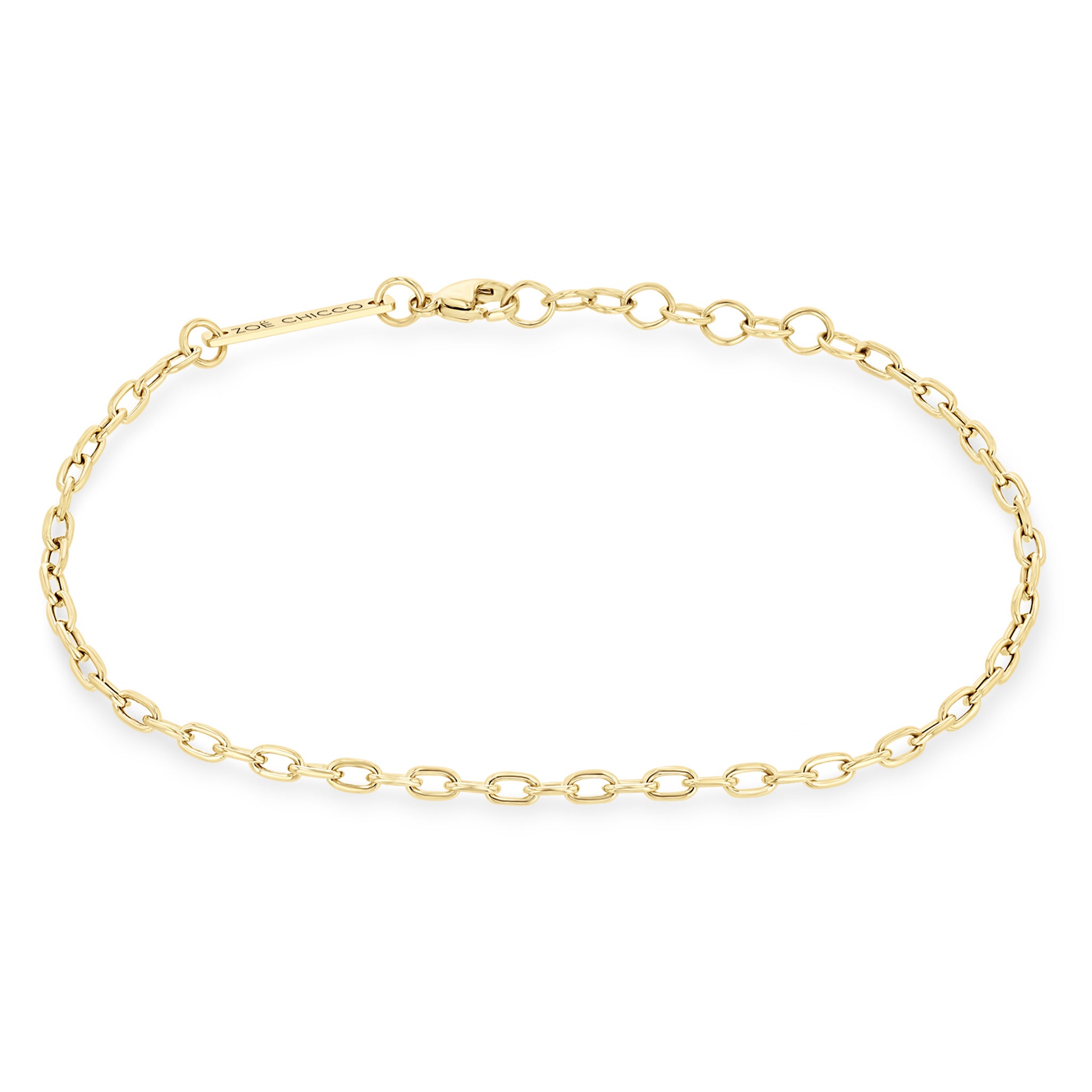 Zoë Chicco 14k Gold Small Square Oval Link Chain Bracelet