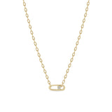 Zoë Chicco 14k Gold Nested Diamond Large Paperclip Link Square Oval Chain Necklace