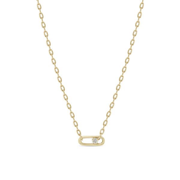 Zoë Chicco 14k Gold Nested Diamond Large Paperclip Link Square Oval Chain Necklace