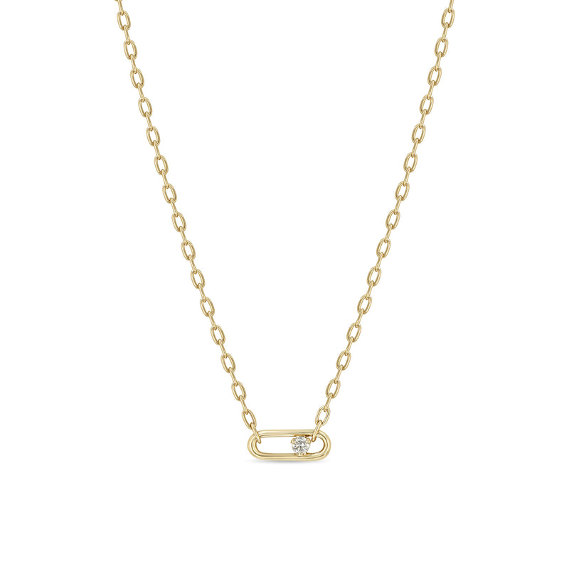 Zoë Chicco 14k Gold Nested Diamond Large Paperclip Link Square Oval Chain Necklace