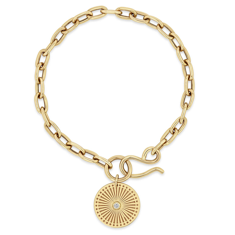 Zoe Chicco Yellow Gold Diamond Small Sunbeam Medallion Necklace