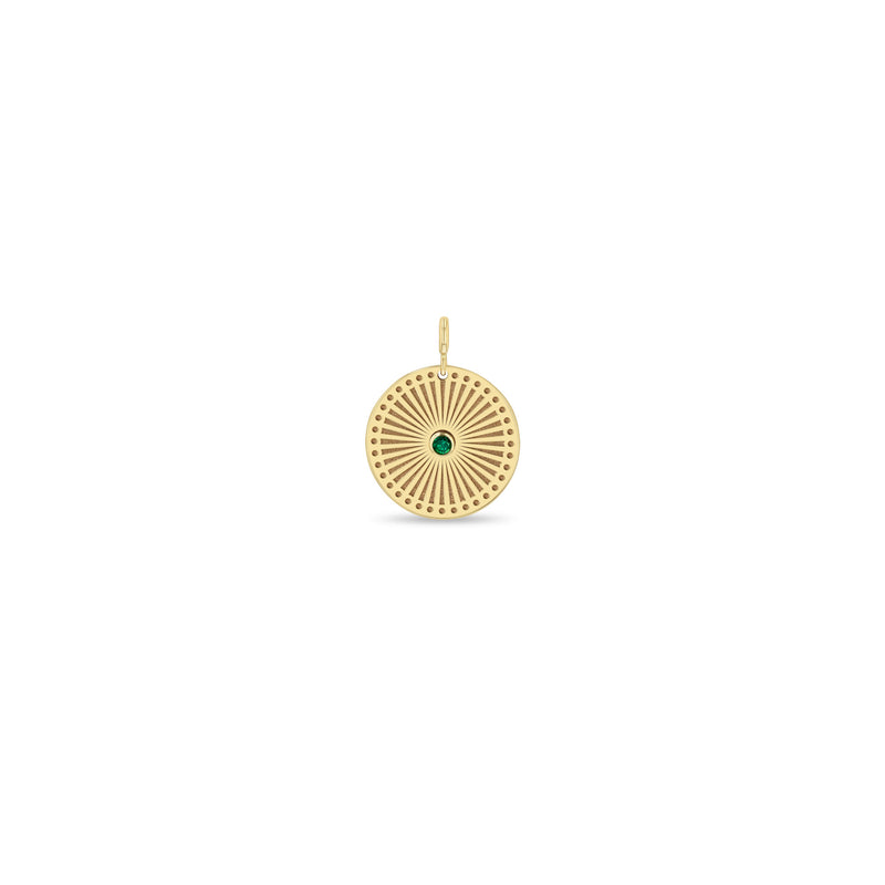 Zoë Chicco 14k Gold Emerald Small Sunbeam Medallion Spring Ring Charm Pendant