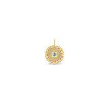 Zoë Chicco 14k Gold Turquoise Small Sunbeam Medallion Spring Ring  Charm Pendant