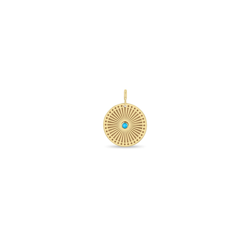 Zoë Chicco 14k Gold Turquoise Small Sunbeam Medallion Spring Ring  Charm Pendant