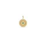 Zoë Chicco 14k Gold Emerald Small Sunbeam Medallion Clip On Charm Pendant