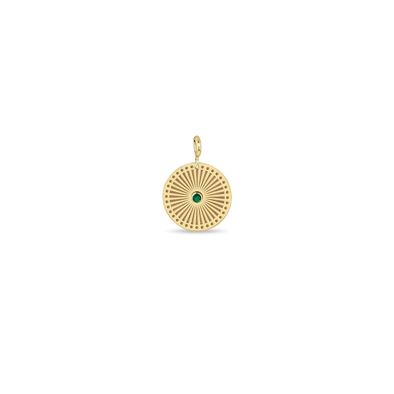 Zoë Chicco 14k Gold Emerald Small Sunbeam Medallion Clip On Charm Pendant
