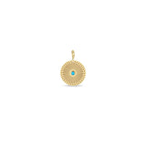 Zoë Chicco 14k Gold Turquoise Small Sunbeam Medallion Clip on Charm Pendant