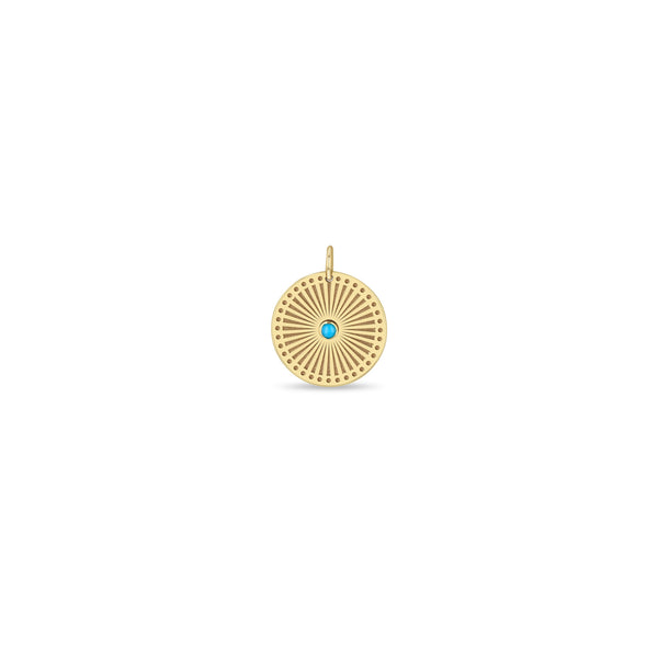 Zoë Chicco 14k Gold Turquoise Small Sunbeam Medallion Charm Pendant