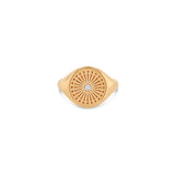 Zoë Chicco 14k Gold Small Sunbeam Engraved Signet Ring