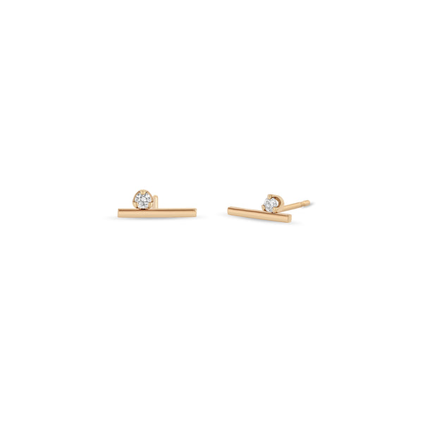 Zoë Chicco 14k Gold Prong Set Diamond Gold Bar Stud Earrings