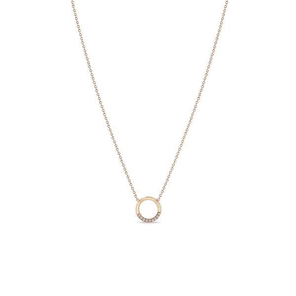 Zoë Chicco 14k Rose Gold Small Thick Circle Necklace with 10 White Pave Diamonds