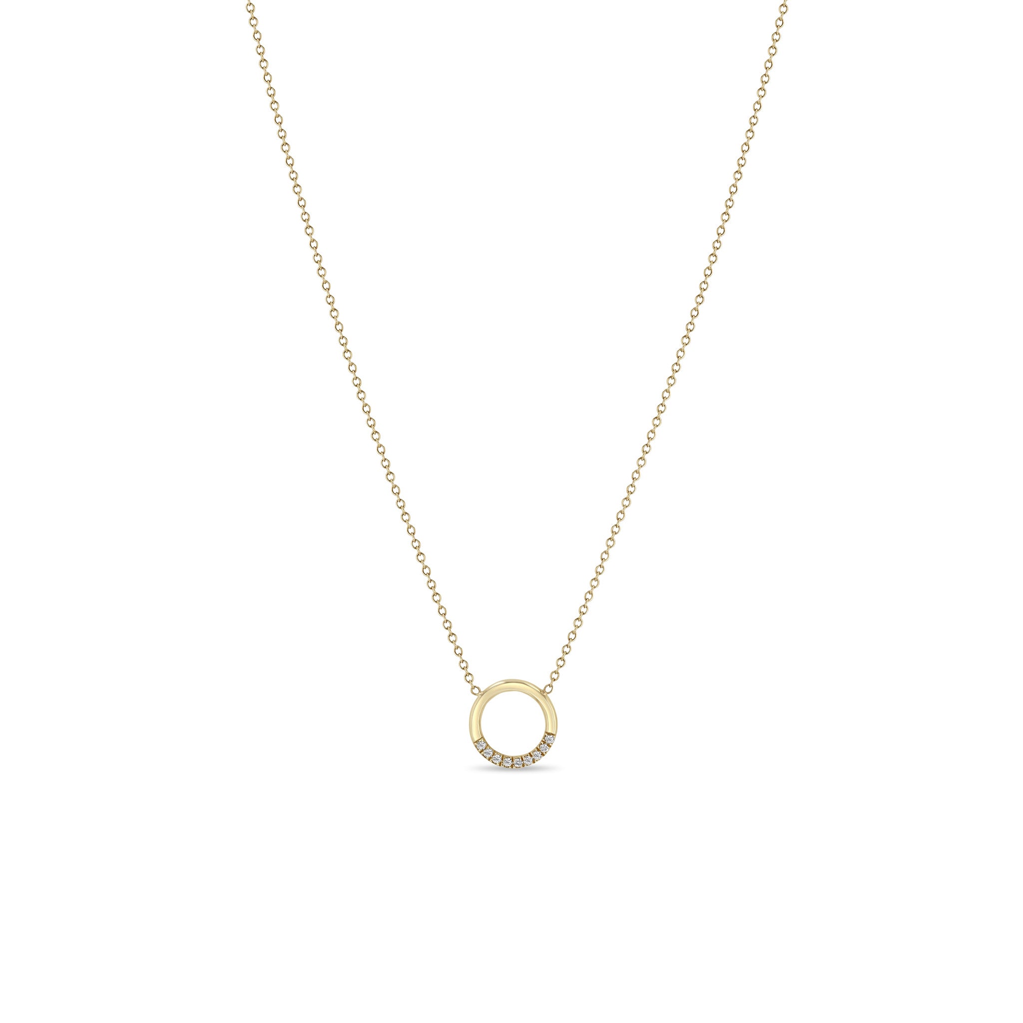 Zoë Chicco 14k Gold 10 Pavé Diamond Small Circle Necklace