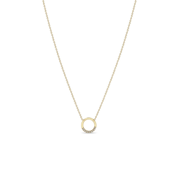 Zoë Chicco 14k Yellow Gold Small Thick Circle Necklace with 10 White Pave Diamonds