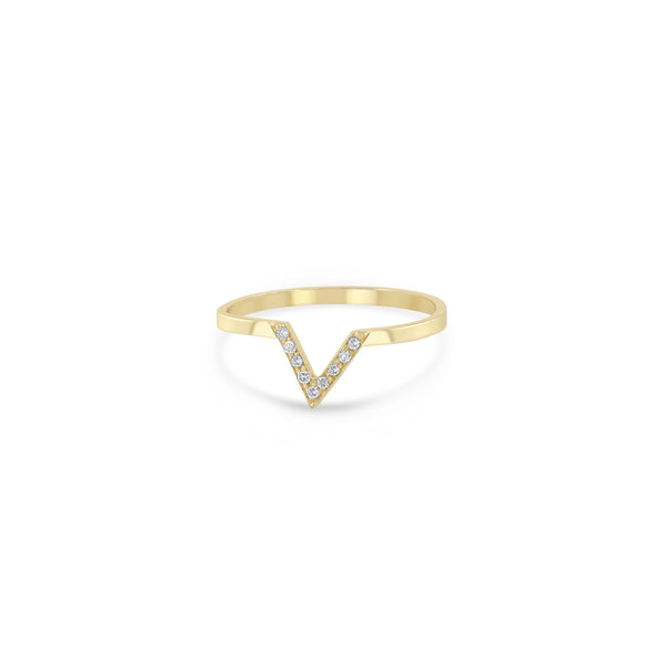 Zoe Chicco 14k gold ring with a V-shaped design on a white background