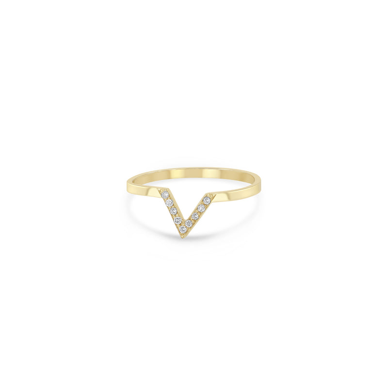 Zoe Chicco 14k gold ring with a V-shaped design on a white background