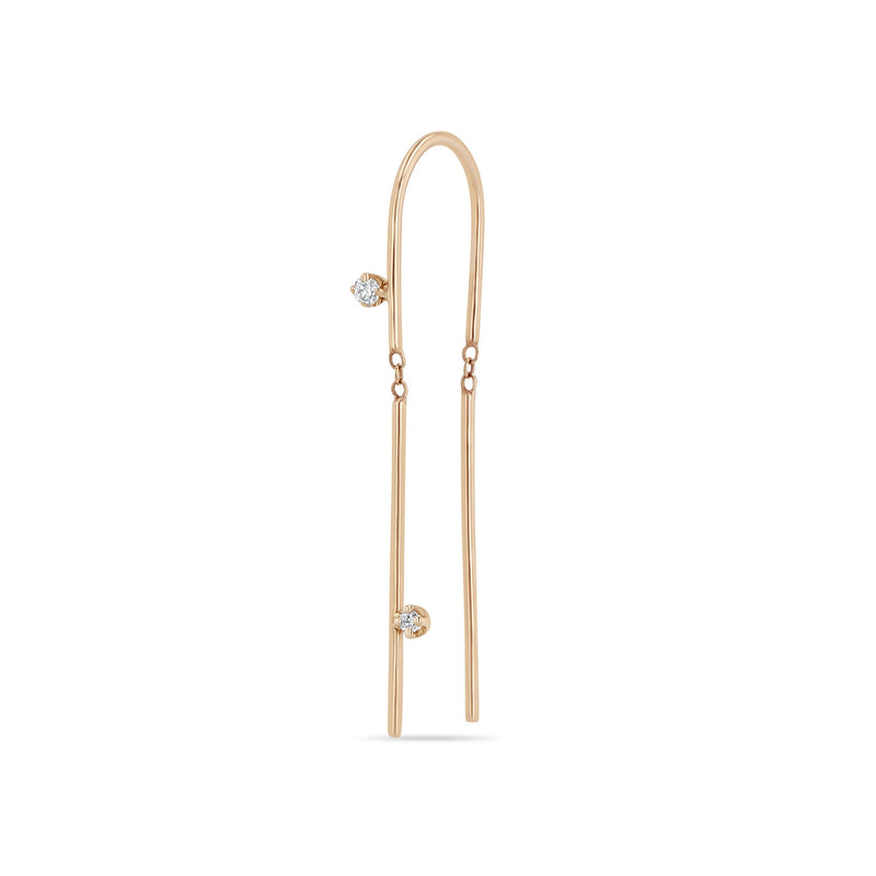 14k 2 Prong Diamond U Wire Threader Earrings