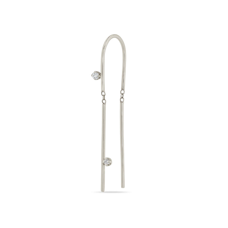 14k 2 Prong Diamond U Wire Threader Earrings