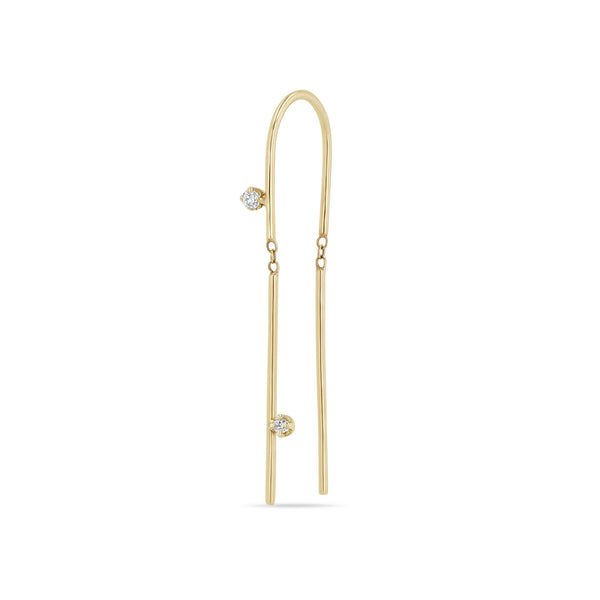 14k 2 Prong Diamond U Wire Threader Earrings