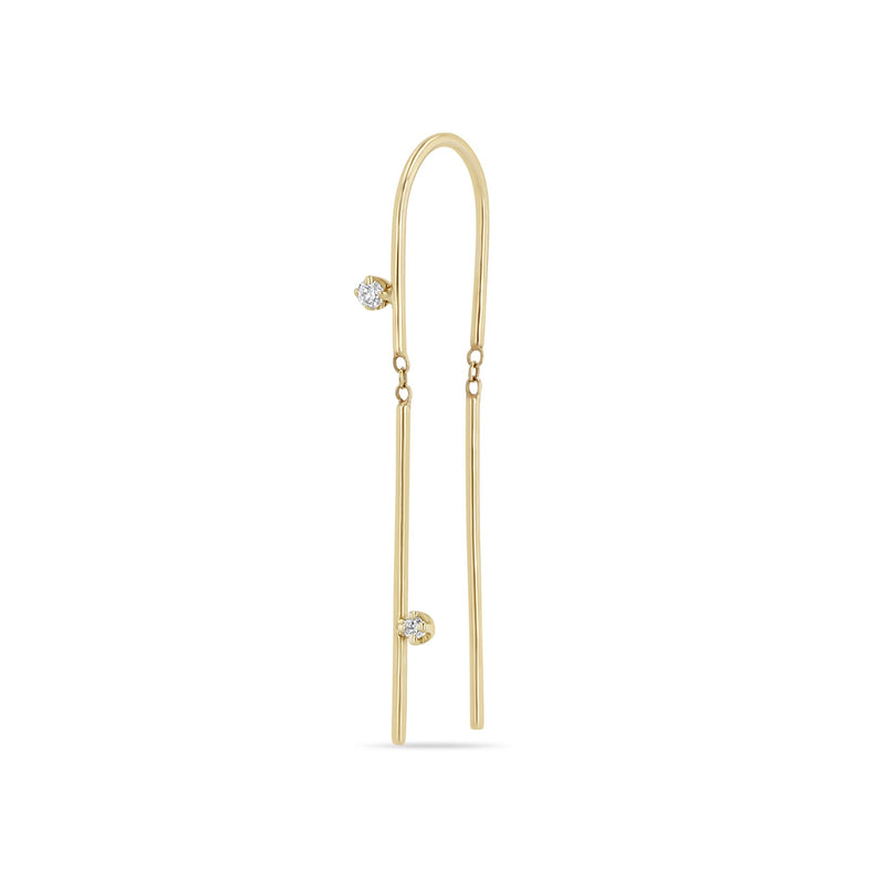 14k 2 Prong Diamond U Wire Threader Earrings