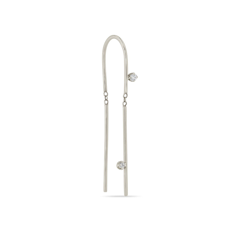 14k 2 Prong Diamond U Wire Threader Earrings