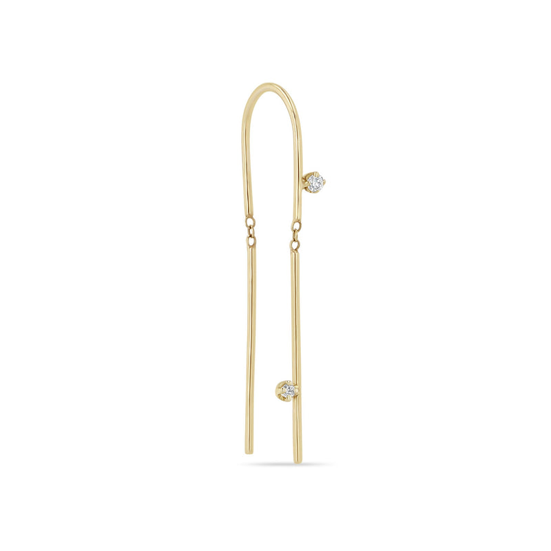 14k 2 Prong Diamond U Wire Threader Earrings