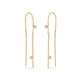 14k 2 Prong Diamond U Wire Threader Earrings