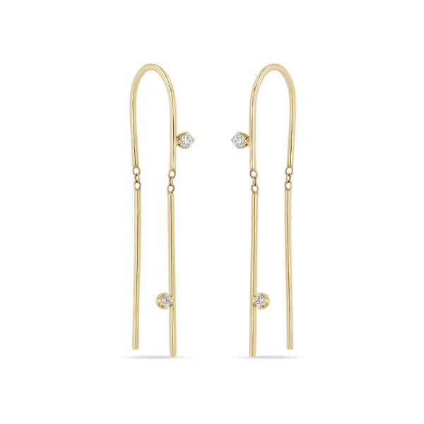 14k 2 Prong Diamond U Wire Threader Earrings