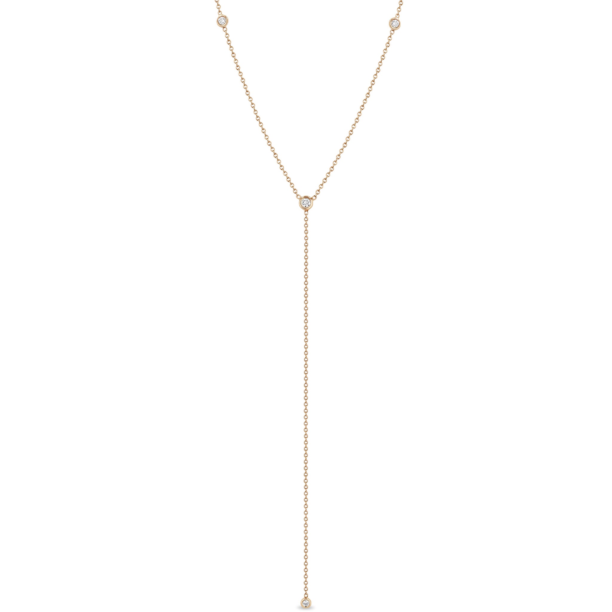 Zoë Chicco 14k Gold 4 Floating Diamonds Lariat Necklace