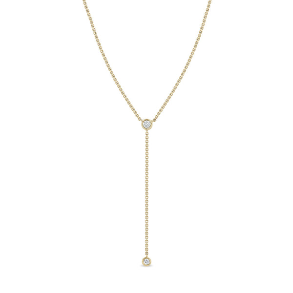 14k Floating Diamond XS Box Chain Lariat Necklace