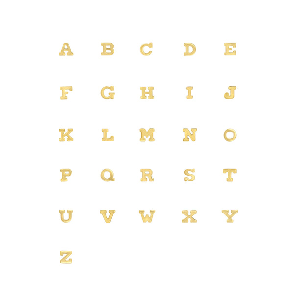 Full alphabet of Zoë Chicco 14k gold itty bitty capitalized block initial letters
