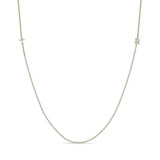 Zoë Chicco 14k Gold Itty Bitty Multi Letter Station Necklace with the initials T and R