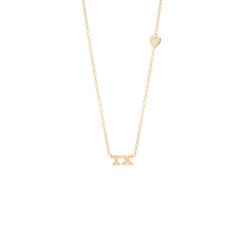 Zoë Chicco 14k Gold TX Letter Necklace with Off-set Heart