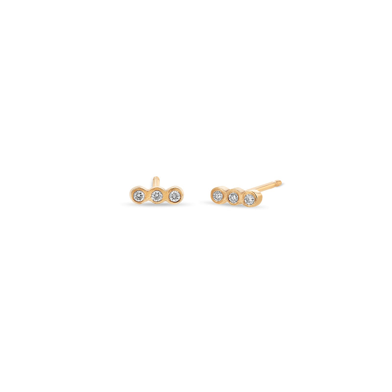Zoë Chicco 14k Gold 3 Tiny Diamond Bezel Stud Earrings