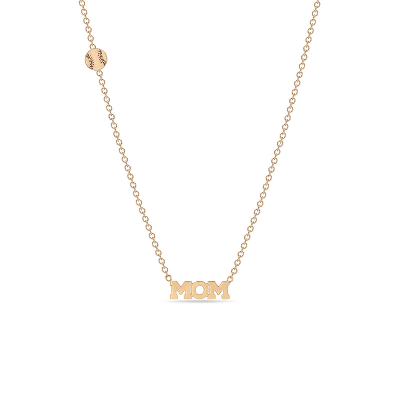 Zoë Chicco 14k Gold Itty Bitty Sports Mom Necklace with a Baseball