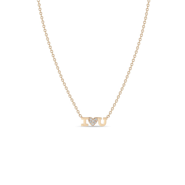 Zoë Chicco 14k Rose Gold Itty Bitty I Love You Necklace with Pavé Diamond Heart