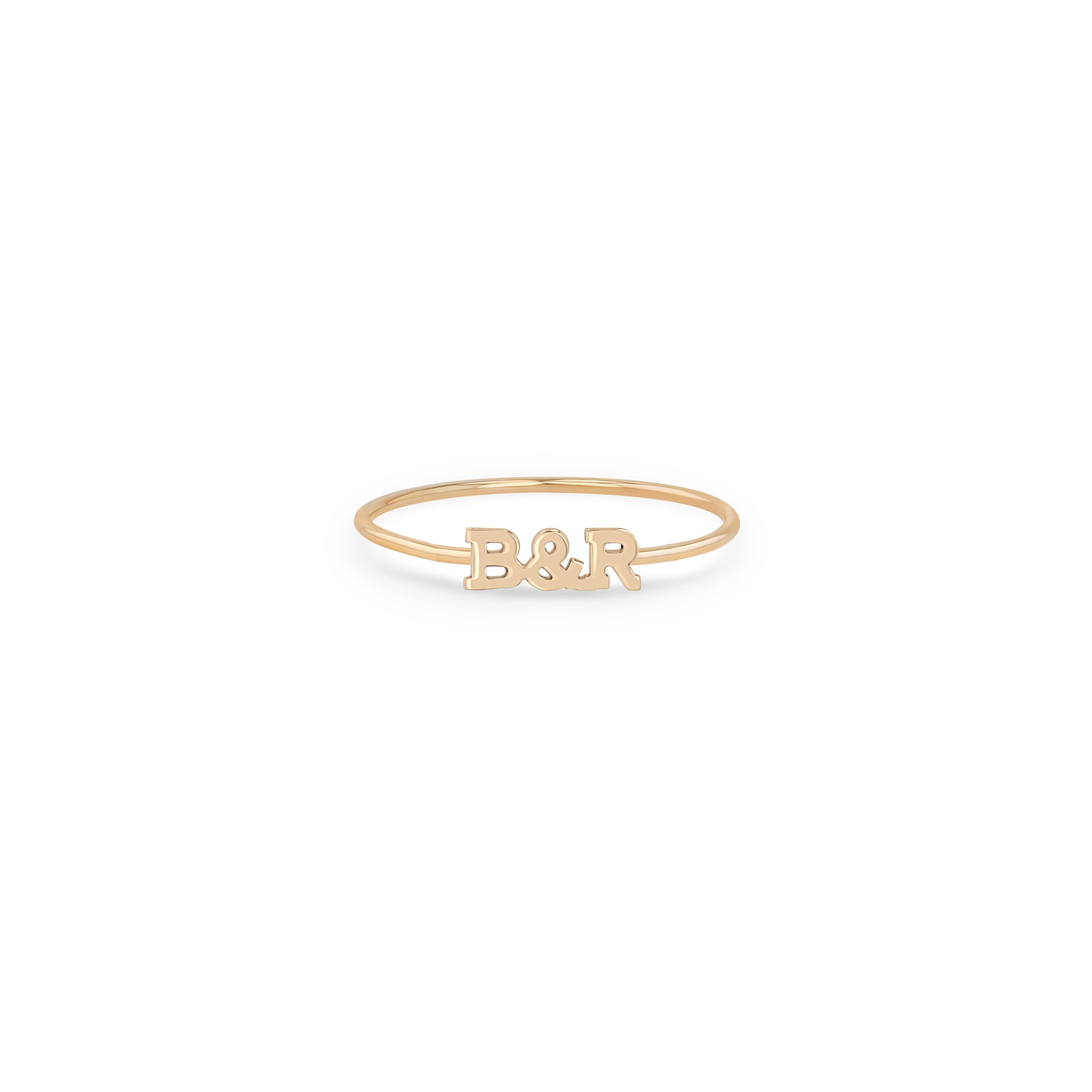 Zoe Chicco 14k rose gold two letter and ampersand itty bitty ring on a white background