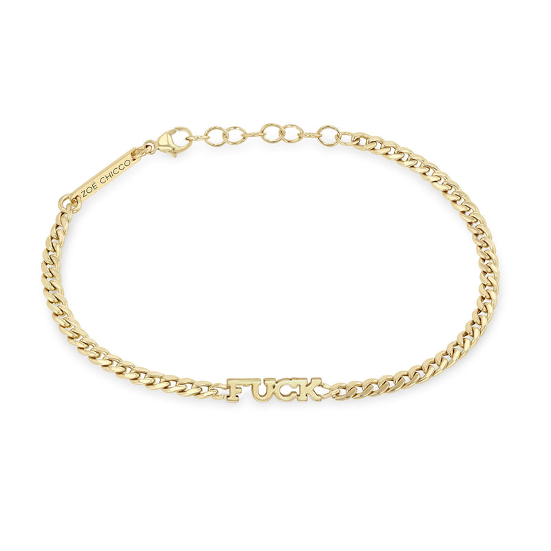 Zoë Chicco 14k Gold Itty Bitty FUCK Small Curb Chain Bracelet