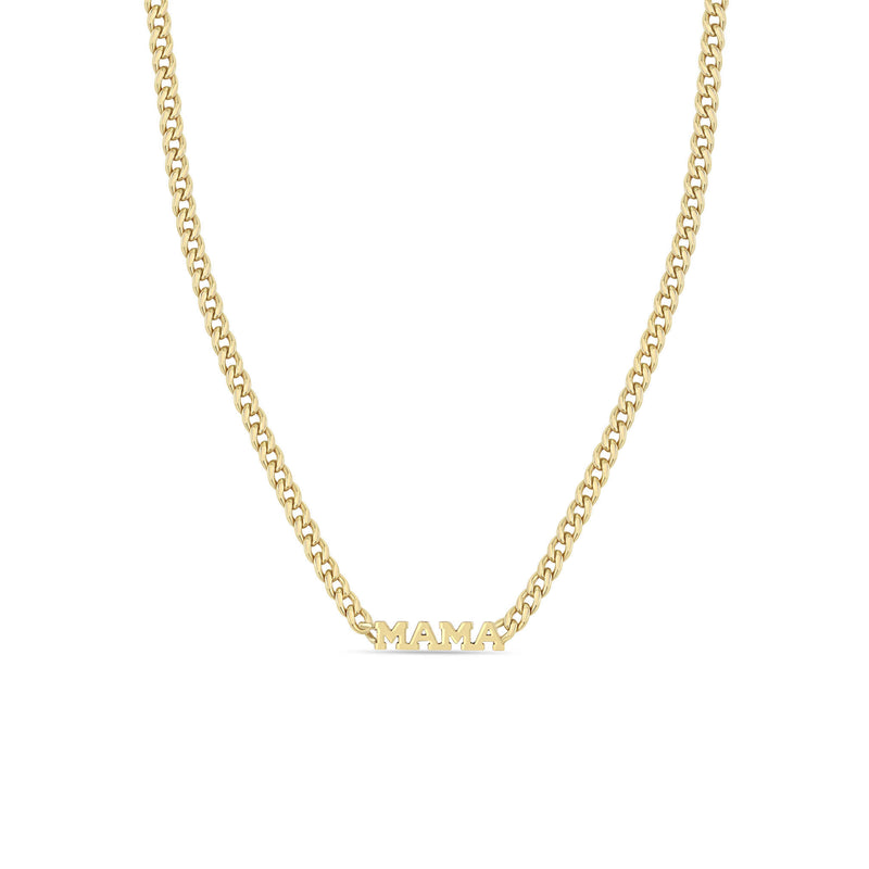 Zoë Chicco 14k Gold Itty Bitty MAMA Small Curb Chain Necklace