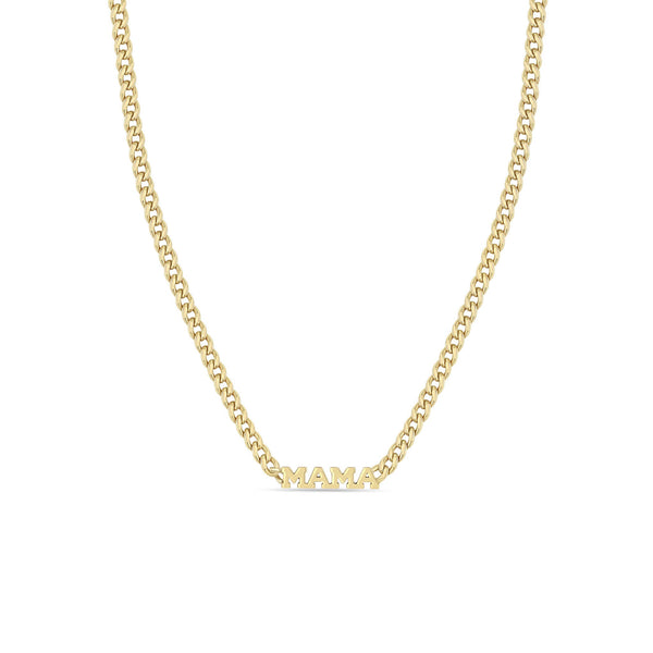 Zoë Chicco 14k Gold Itty Bitty MAMA Small Curb Chain Necklace