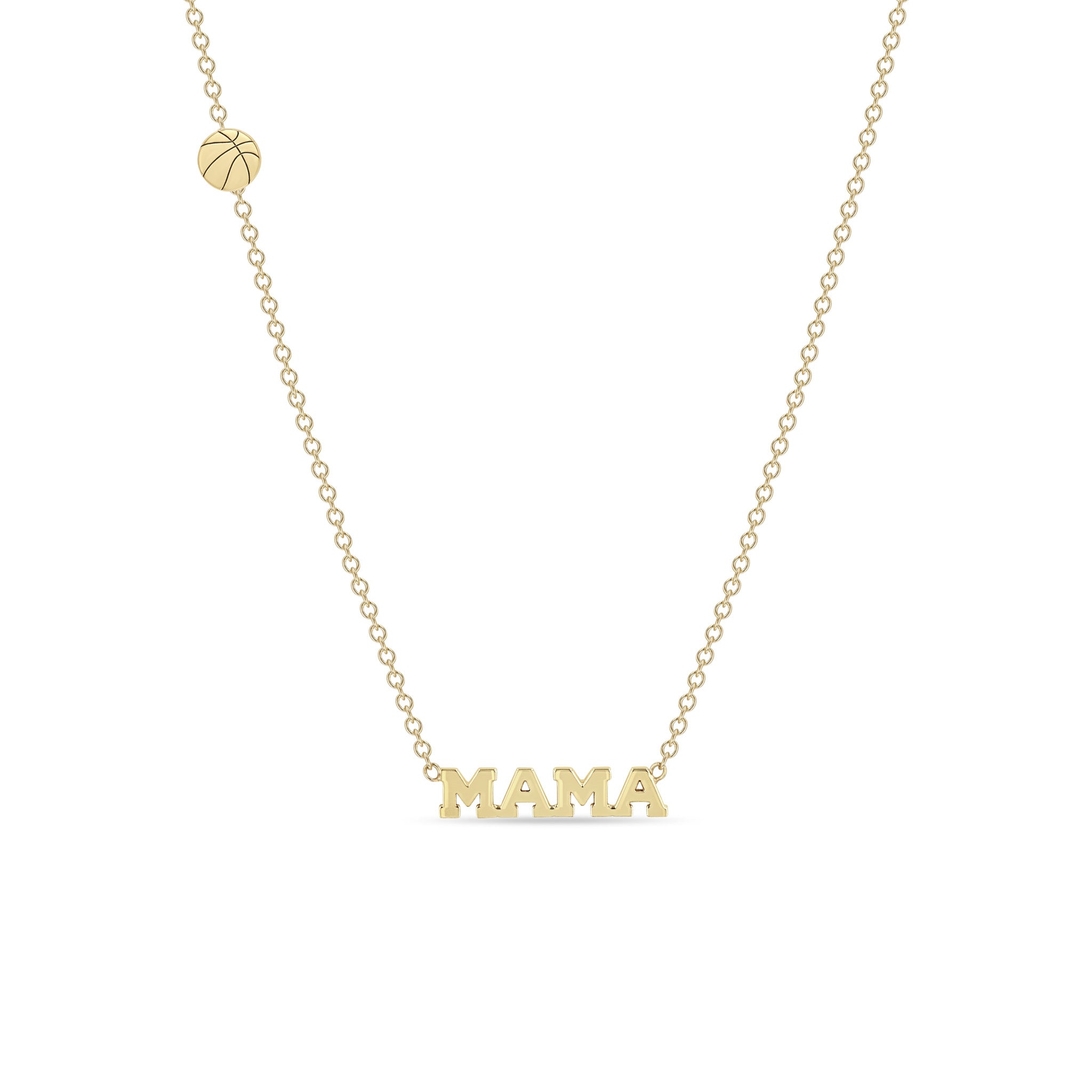 Zoë Chicco 14k Gold Itty Bitty Sports Mama Necklace with a Basketball